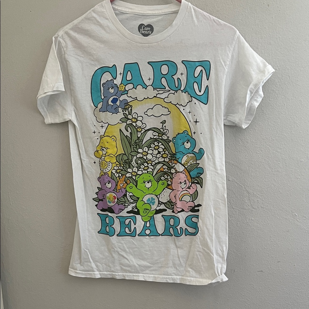 Care Bears White Short Sleeve Tee with Multicolor Bear Graphic